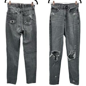 American Eagle Gray Ripped Distressed Skinny Straight Jeans Size 2